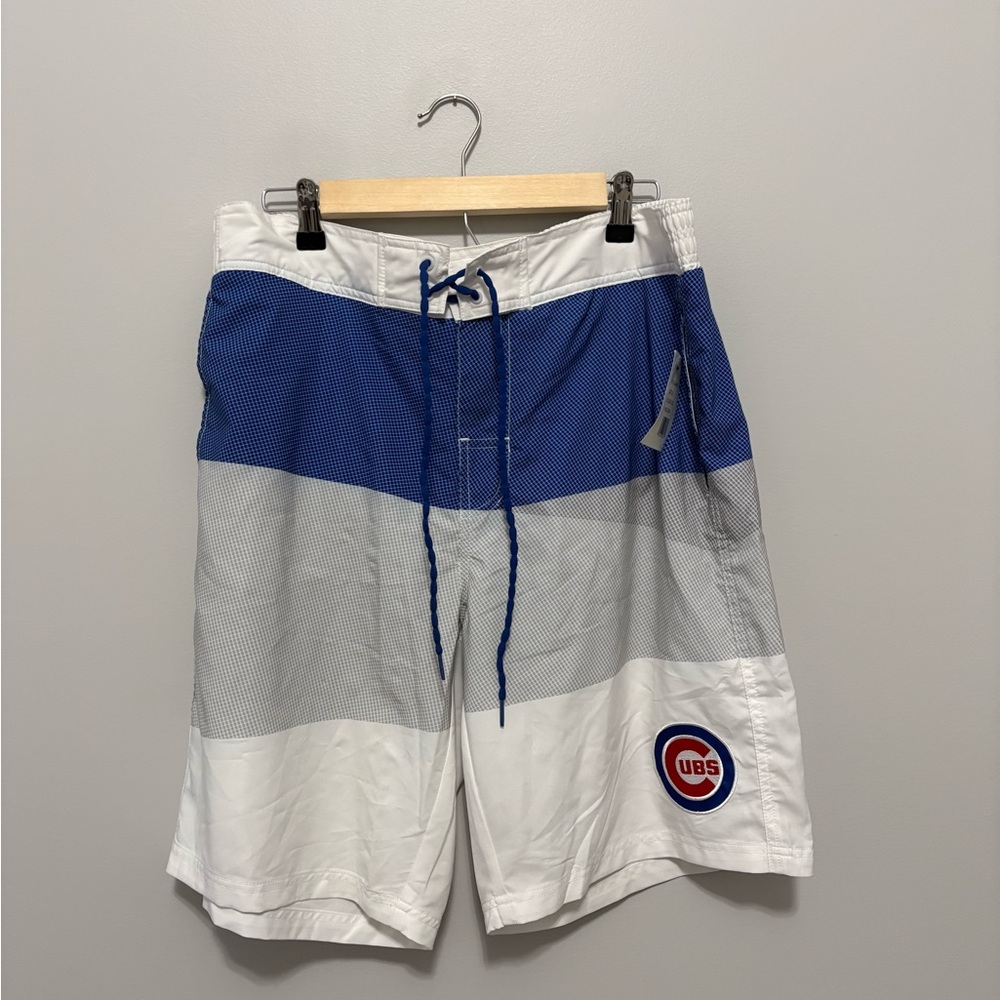 MLB Chicago Cubs Baseball Logo Blue & White Swim Trunks